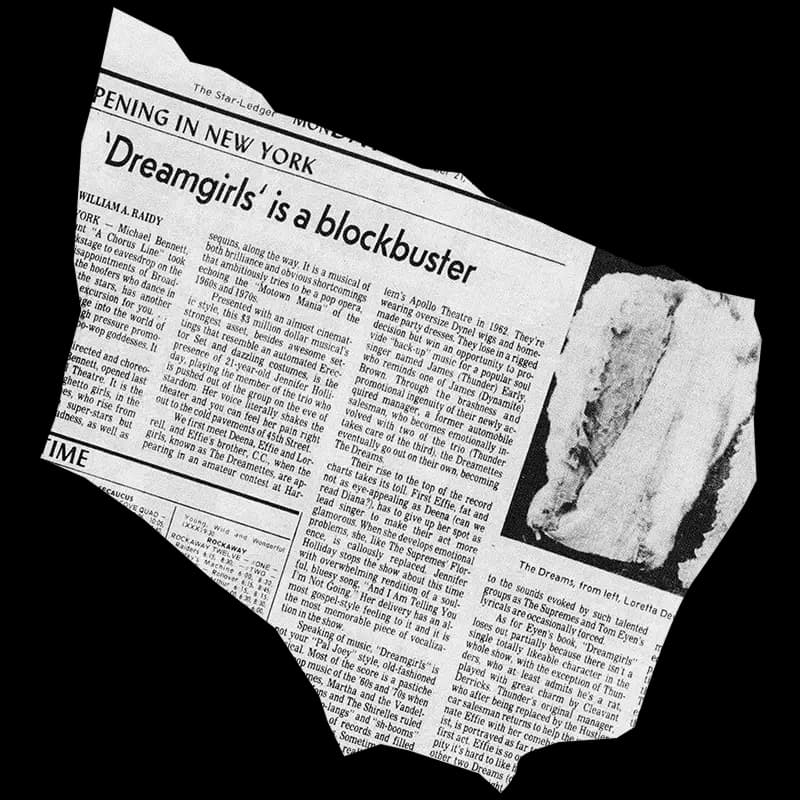 'Dreamgirls' newspaper clipping, The Newark Star-Ledger, December 21, 1981
