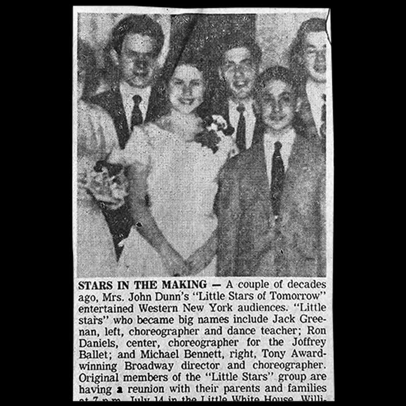Young Michael Bennett DiFiglia in Mrs. Dunn's 'Little Stars of Tomorrow,' circa 1952; re-published in The Buffalo Evening News, June 28, 1979