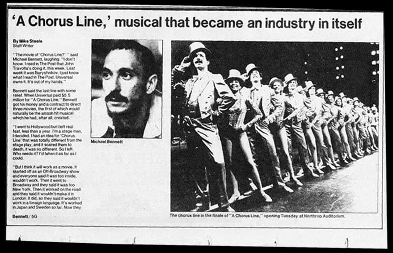 'A Chorus Line' newspaper clipping, The Minneapolis Star Tribune, September 7, 1980